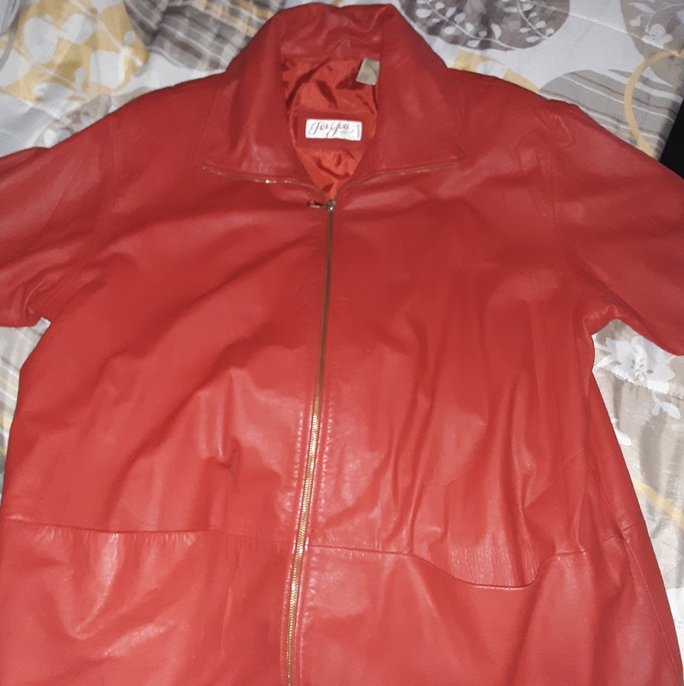 Red leather jacket